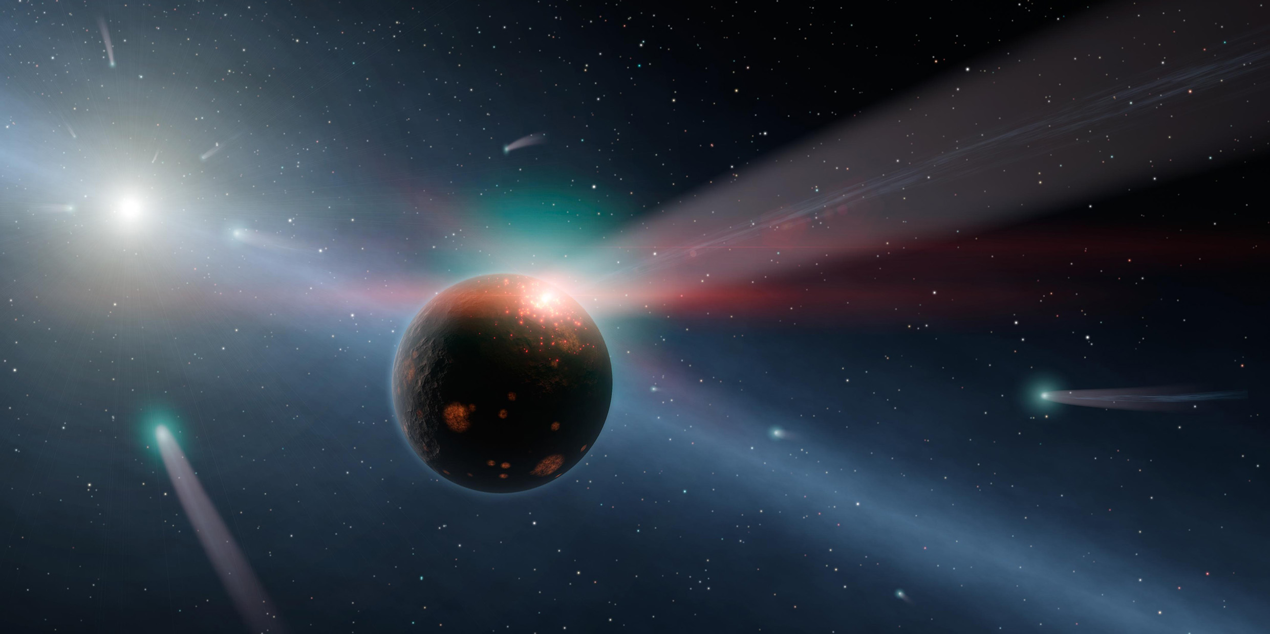 Artist's depiction of comet bombardment