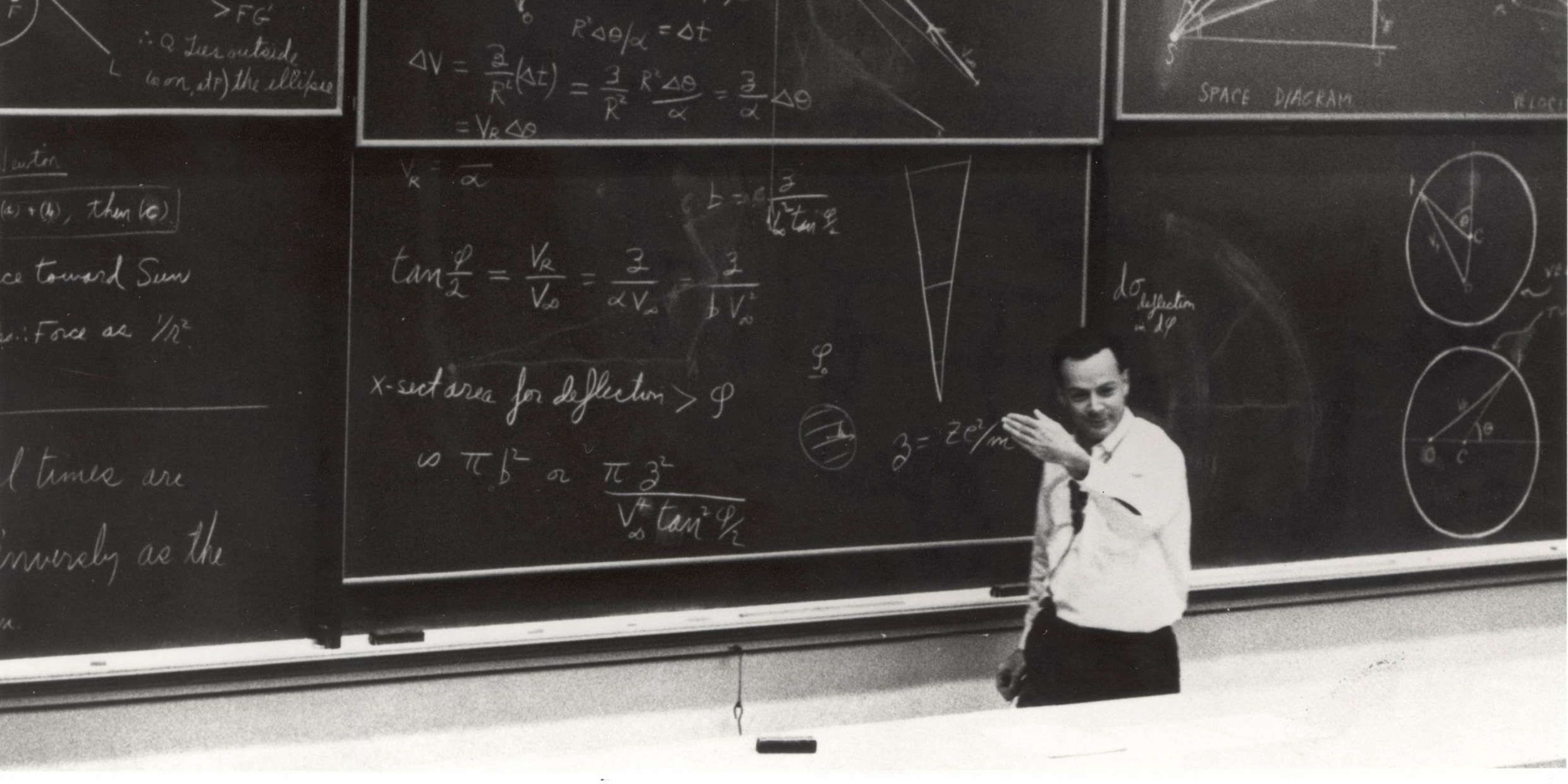 Image of scientist at chalkboard