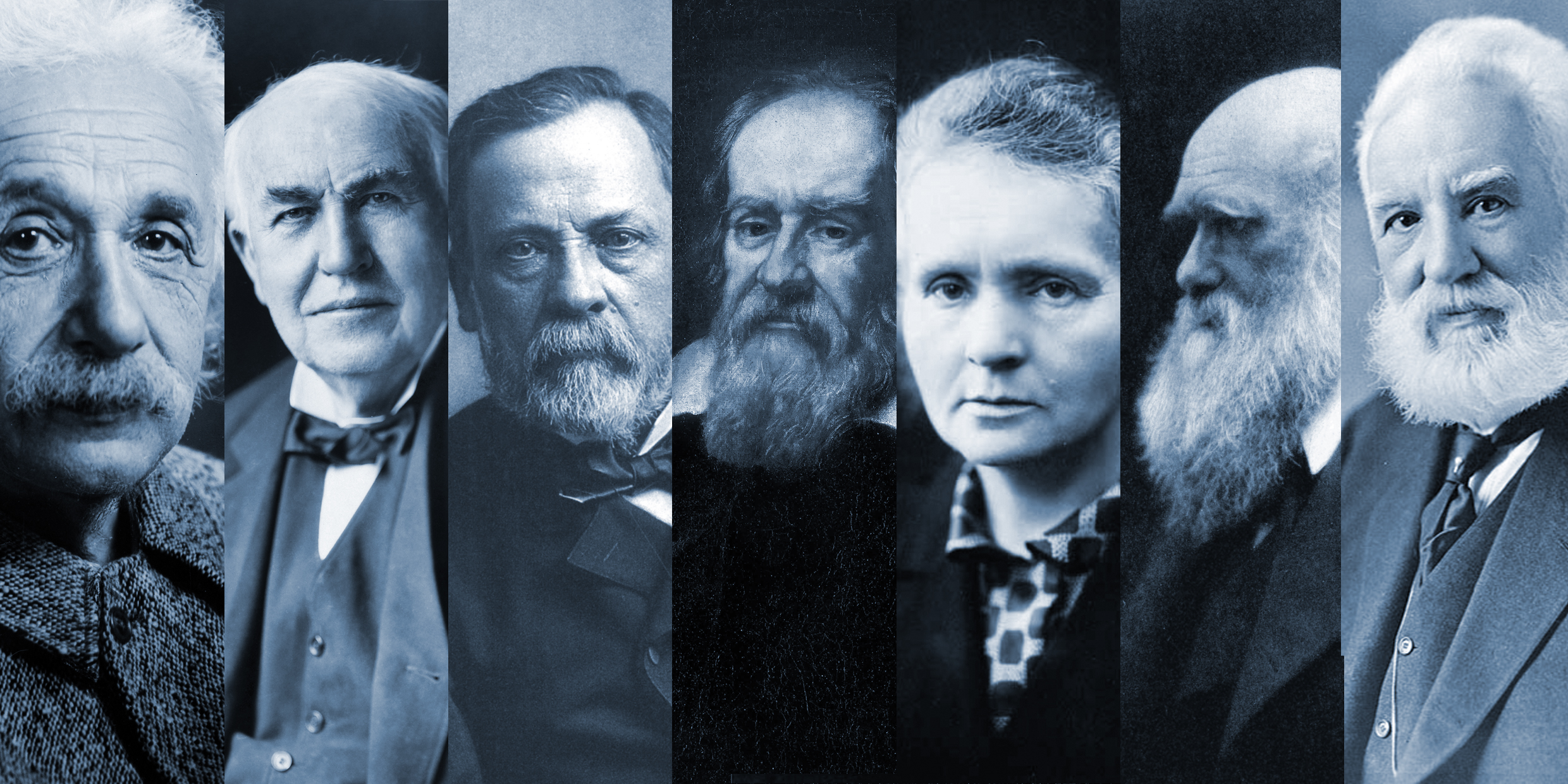 Portraits of seven important scientists