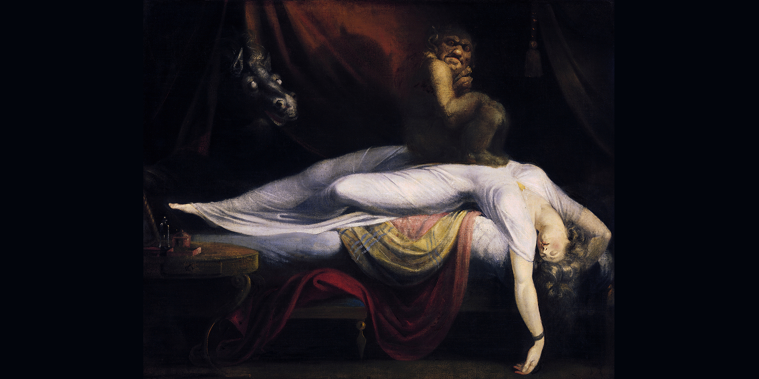 Painting of demon sitting on sleeping woman
