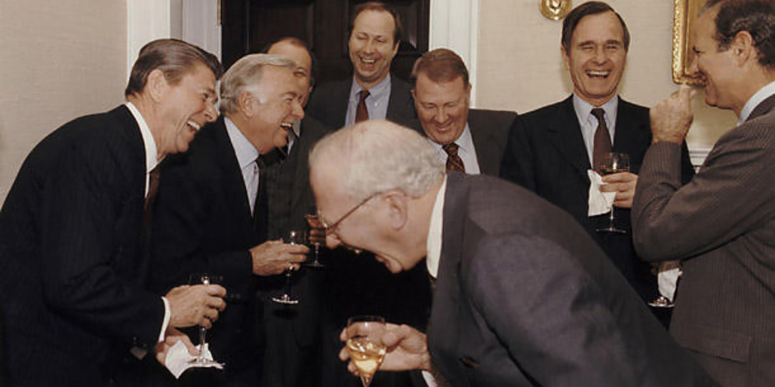 Image of group of laughing politicians