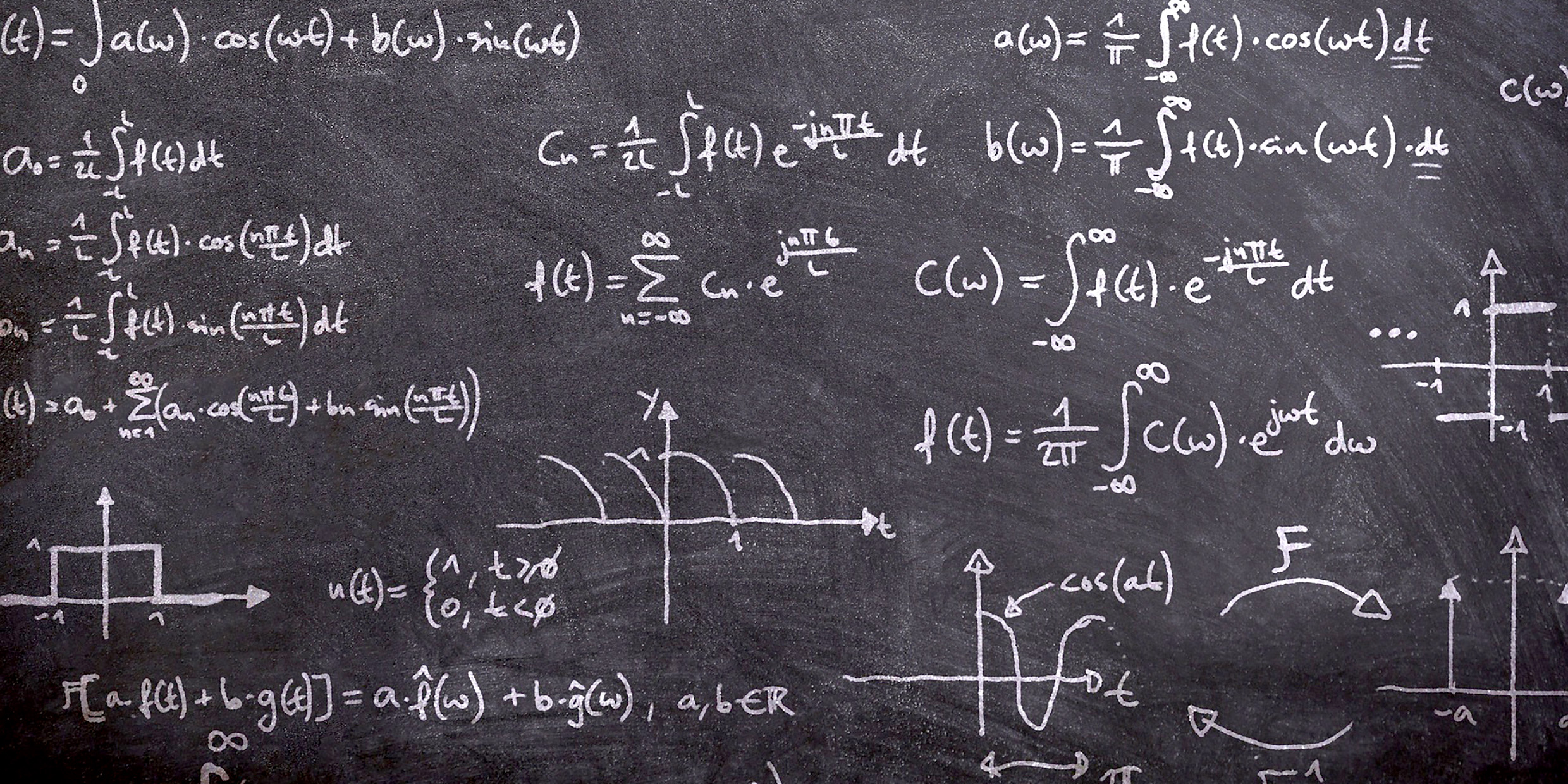 Image of blackboard covered in mathematical equations