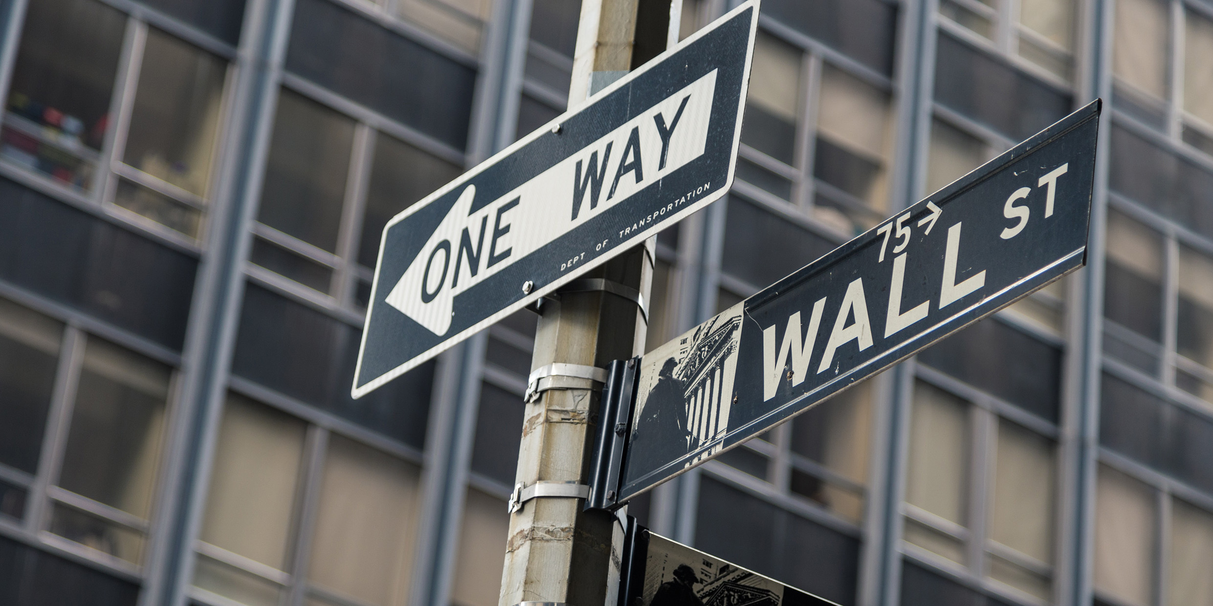 Image of street sign on Wall Street in New York