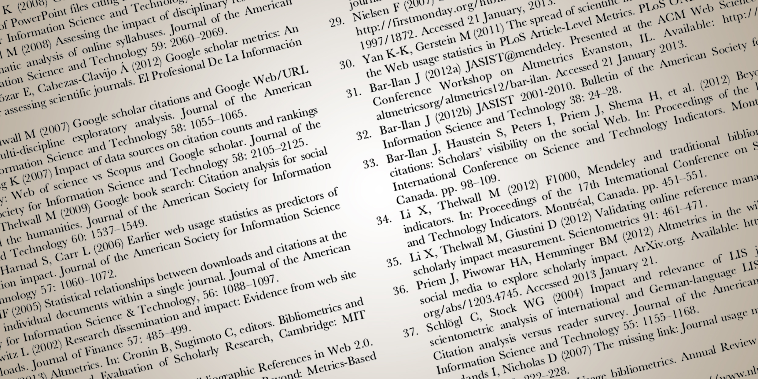 Image of long list of citations in scientific journal
