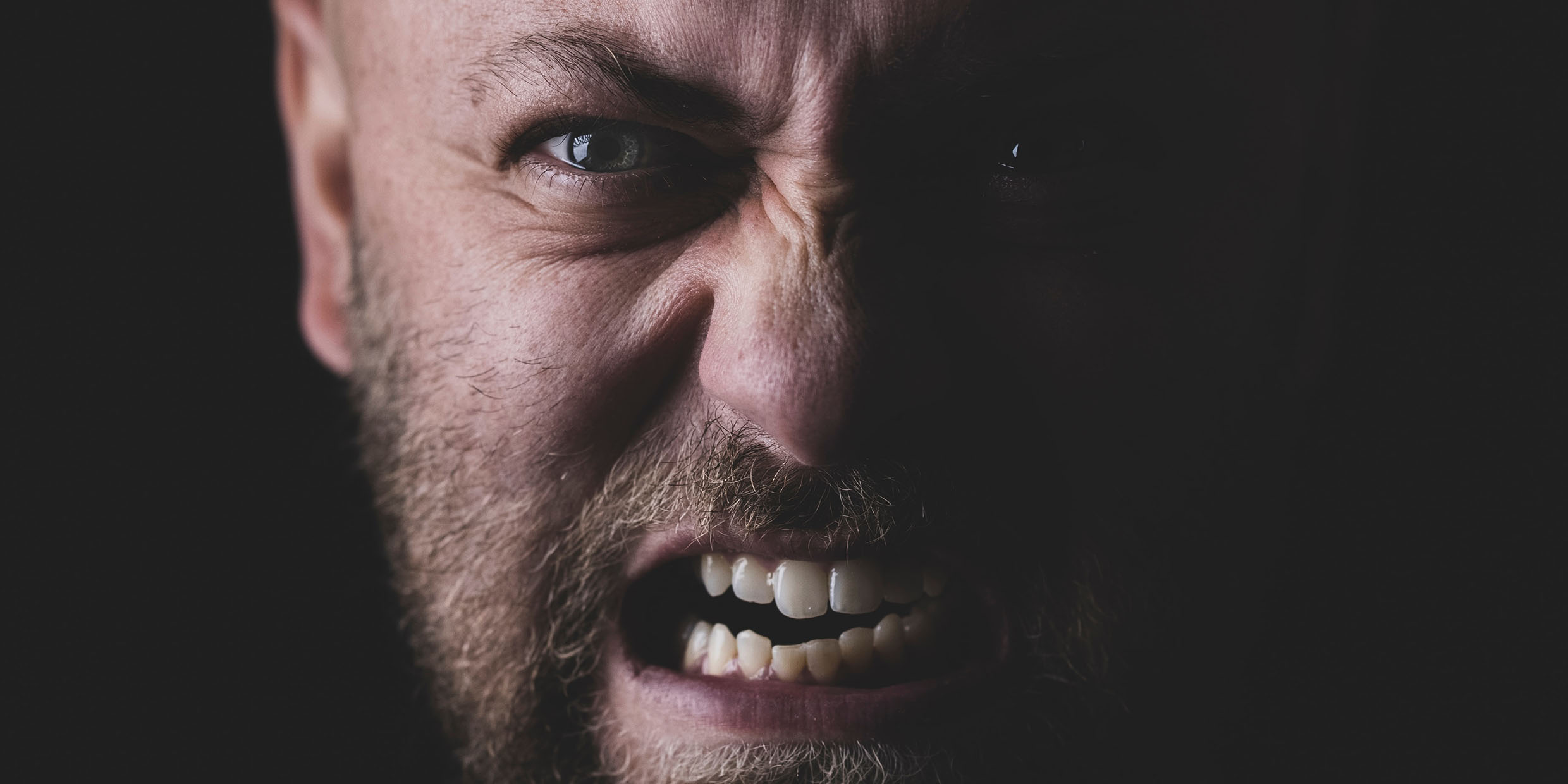 Close-up image of angry man