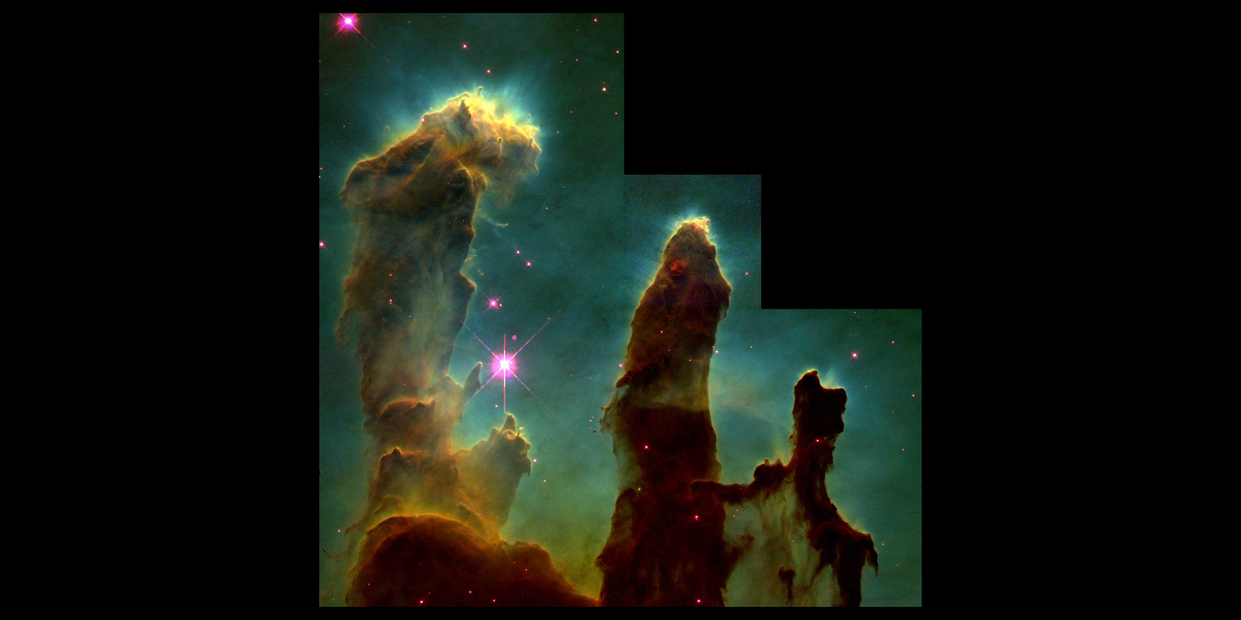 Telescopic image of glowing gas clouds