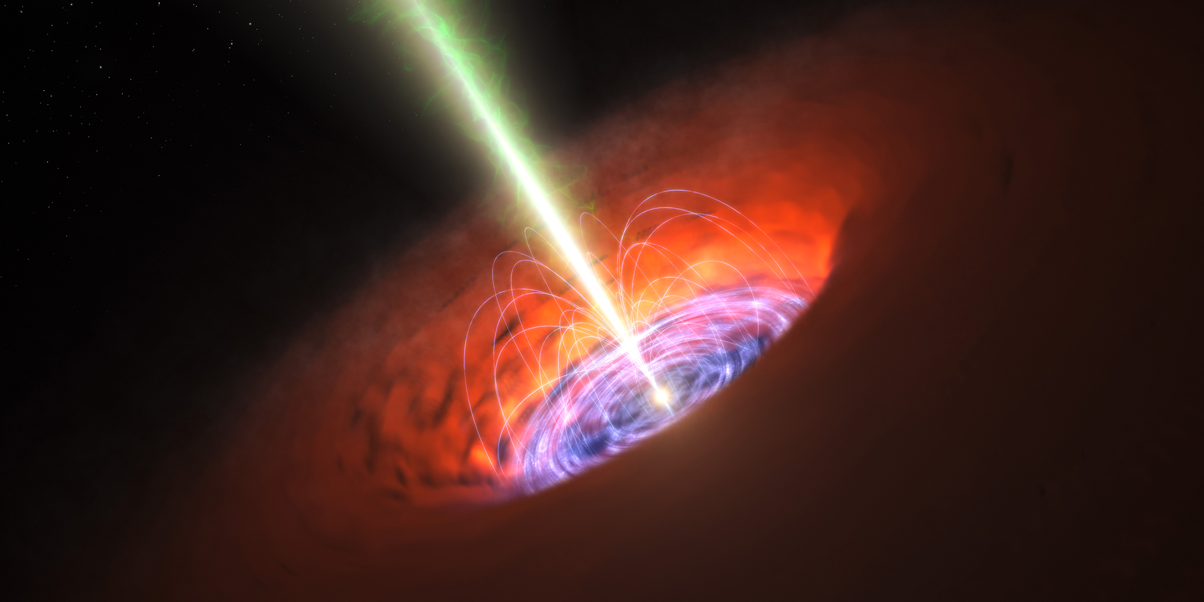 Illustration of a swirling disk of matter in space