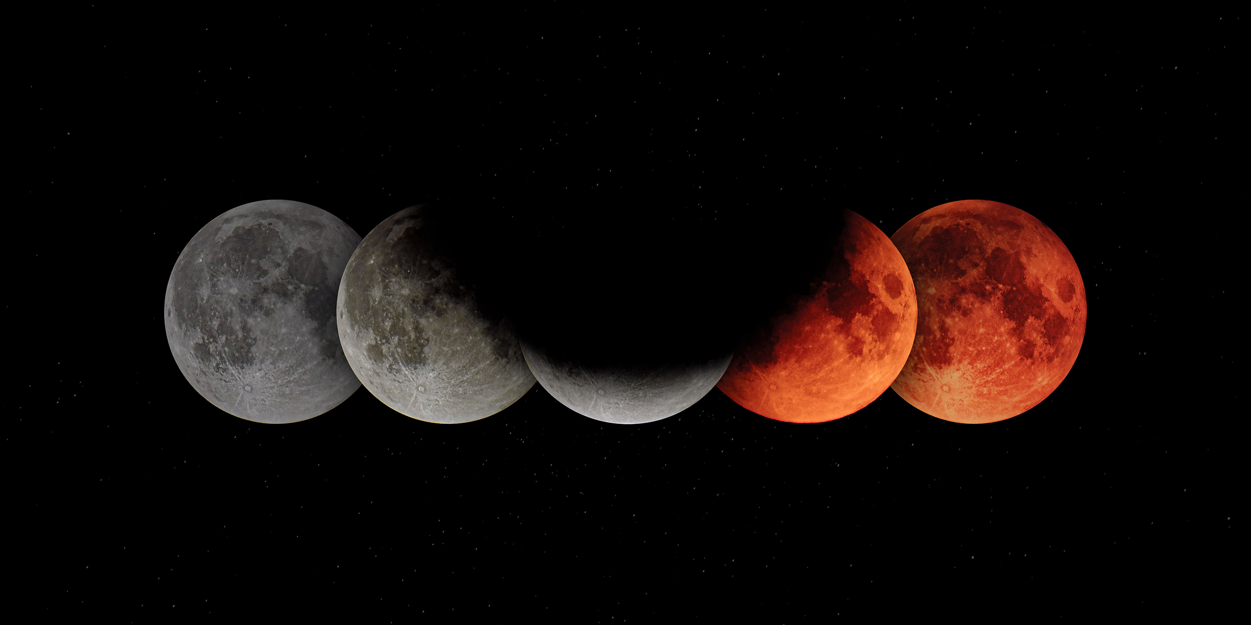 Time lapse sequence of images of a lunar eclipse