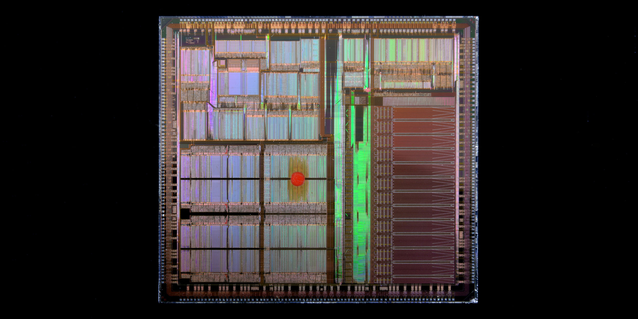 Close up image of a microprocessor computer chip