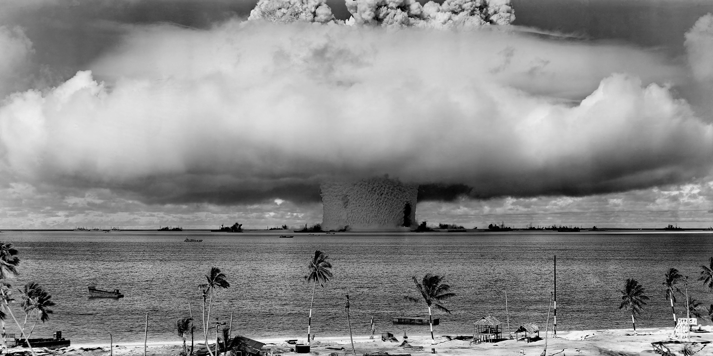 Image of a mushroom cloud over Bikini Atoll