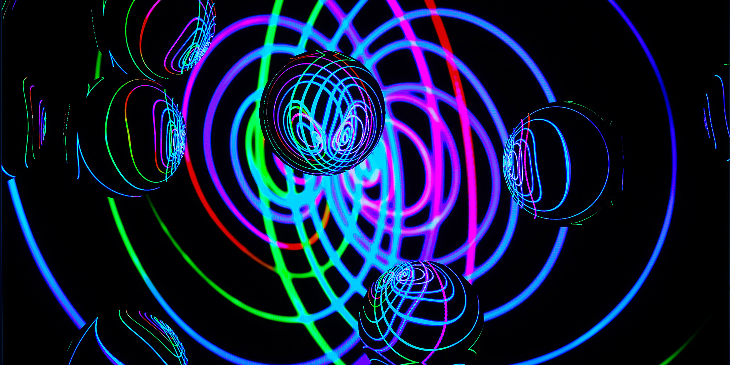 Artistic image of glowing loops of light