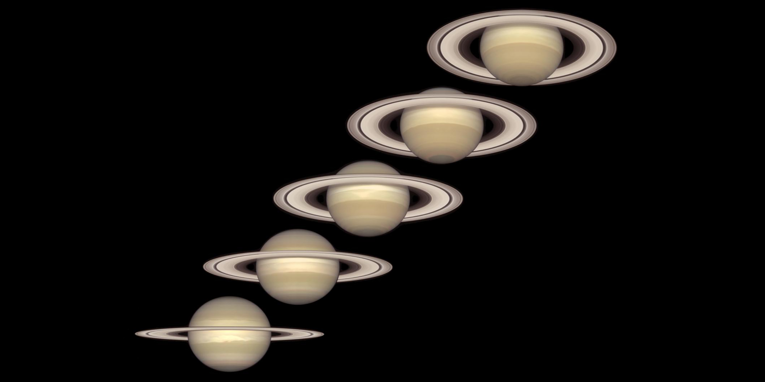 Composite image of Saturn's rings seen from different angles
