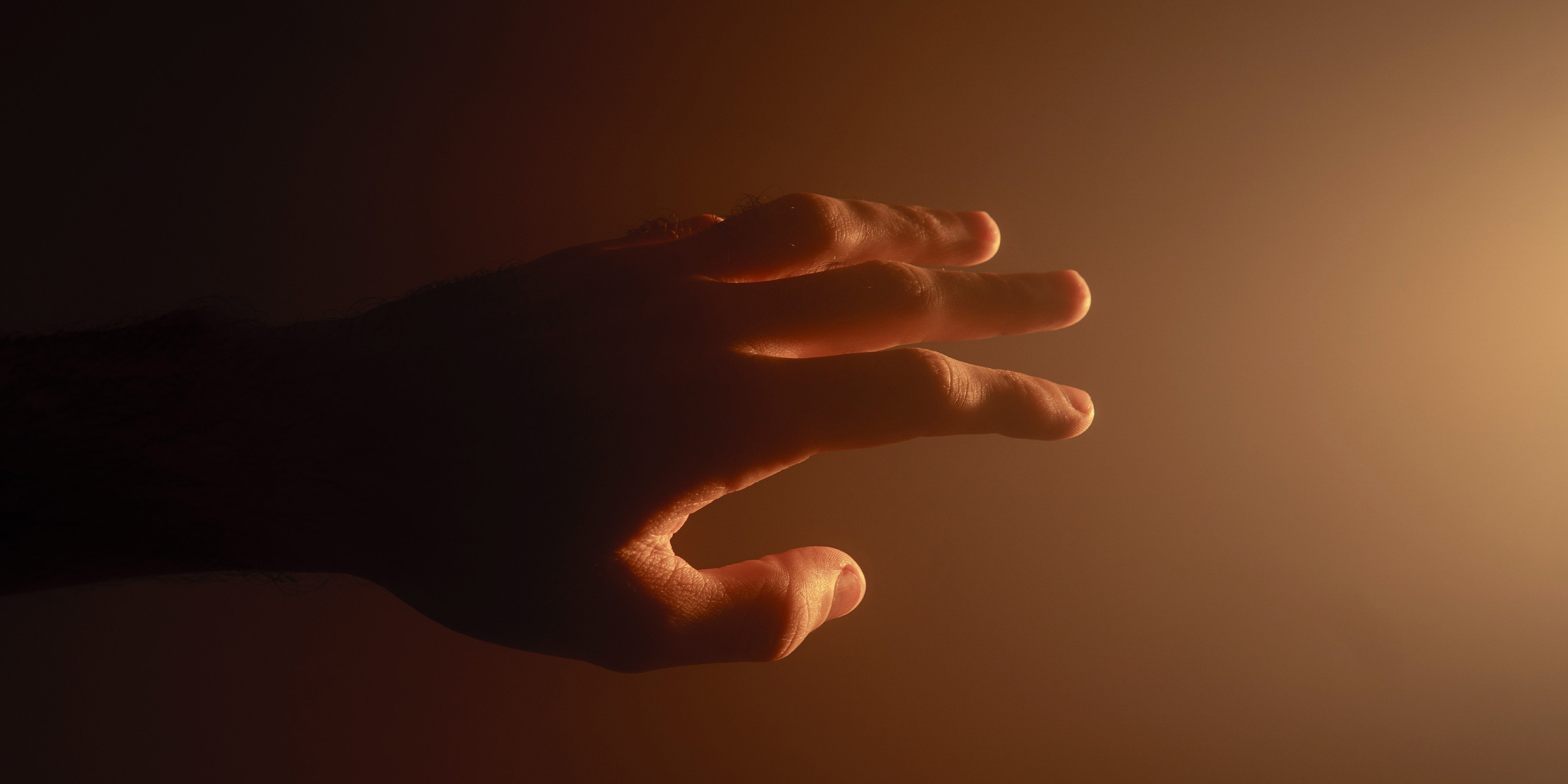 Image of a man's hand backlit by a soft light