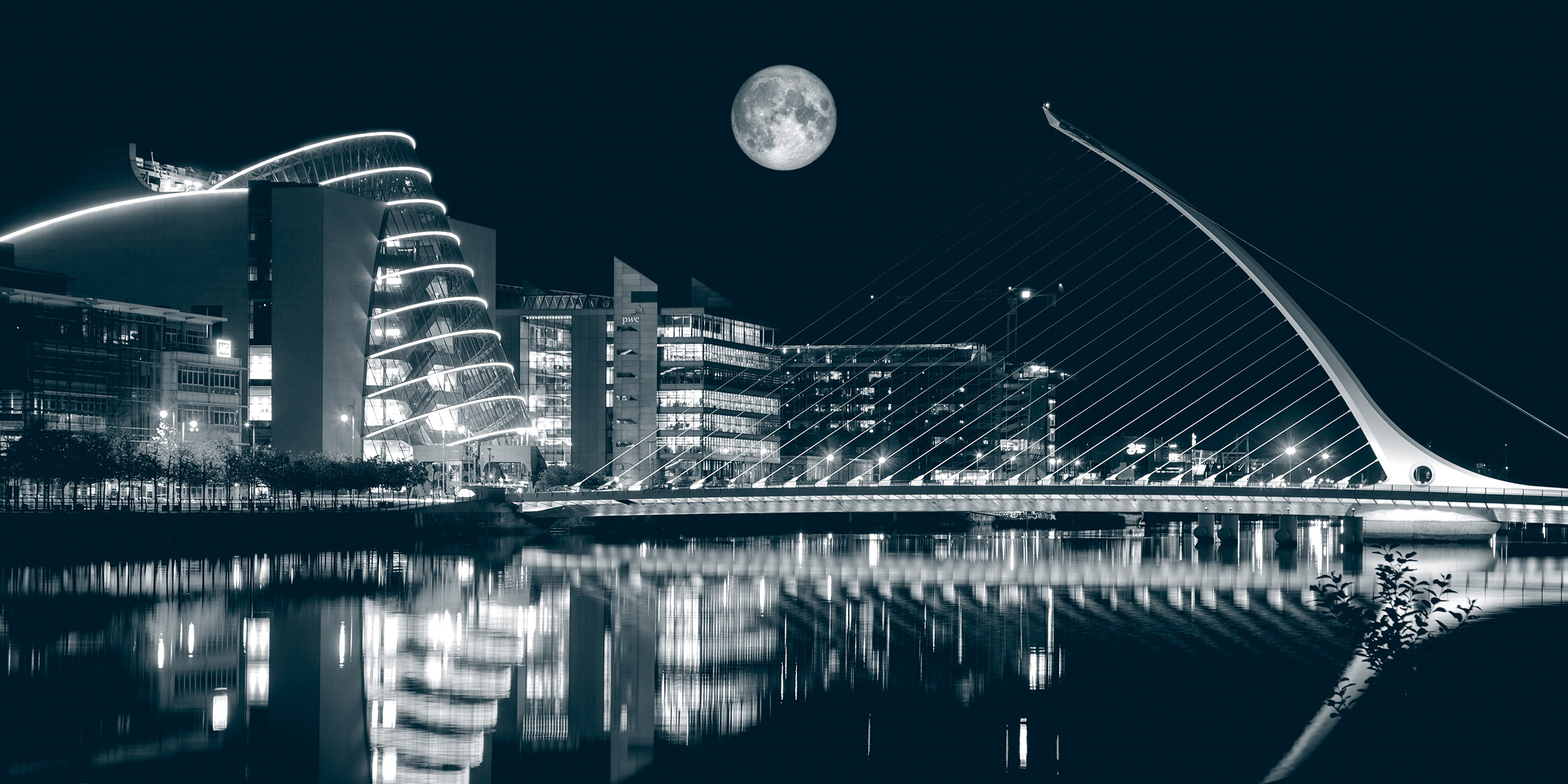 Image of modern Dublin cityscape at night